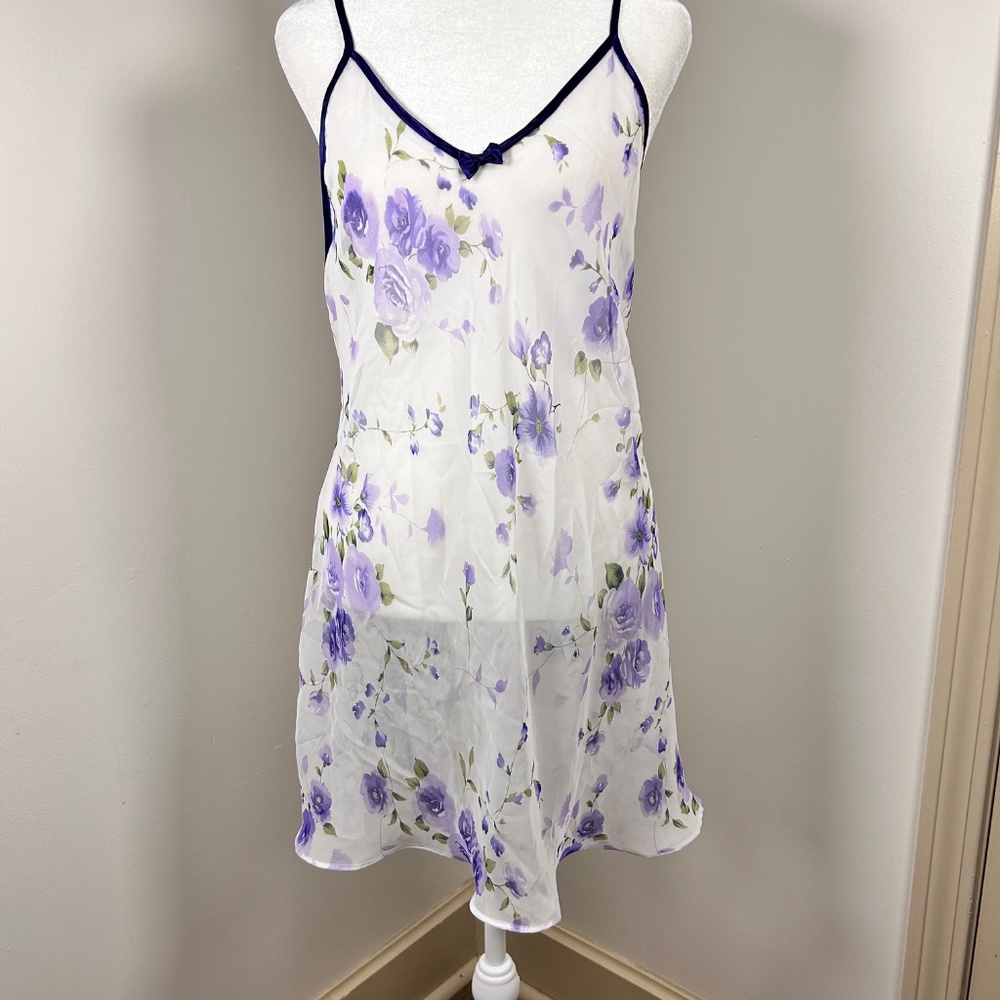 Y2K Lavender Floral Sheer Slip Dress